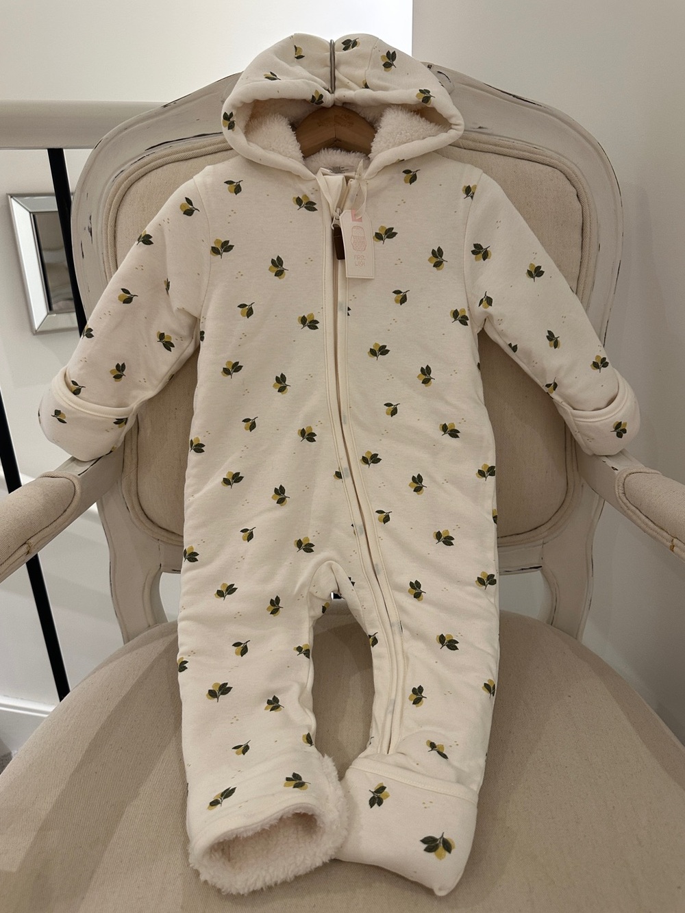 🍋 9~12 Mth Three Season Hooded Lemon Print Baby Bunting Bag Lemon Print NWT